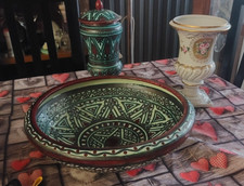 1944 Vaso Centrotavola Gigante Maiolica  Ceramica Lustro F.A.M.A - Ascoli Piceno