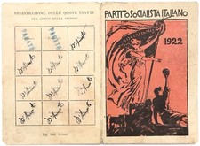 PARTITO SOCIALISTA ITALIANO VENOSA TESSERA DI RICONOSCIMENTO ANNO 1922