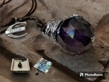 Collana vetro viola acciaio - e,