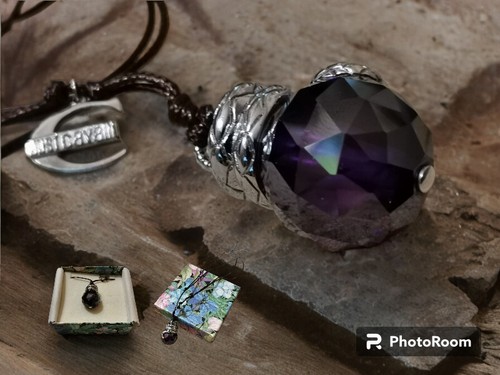 Collana vetro viola acciaio - collana,