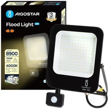 FARO LED 100 WATT FARETTO SENSORE 8900 LM IP65 NATURALE ESTERNO 4000K AIGOSTAR