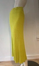 Zara Maxi Gonna Media Giallo Verde Neon Elasticizzata Maglia Costine Y2K Colonna Lunga