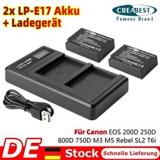 2x LP-E17 batteria e doppio caricabatterie per Canon EOS 77D 750D Kiss X8i Rebel T6i T6s