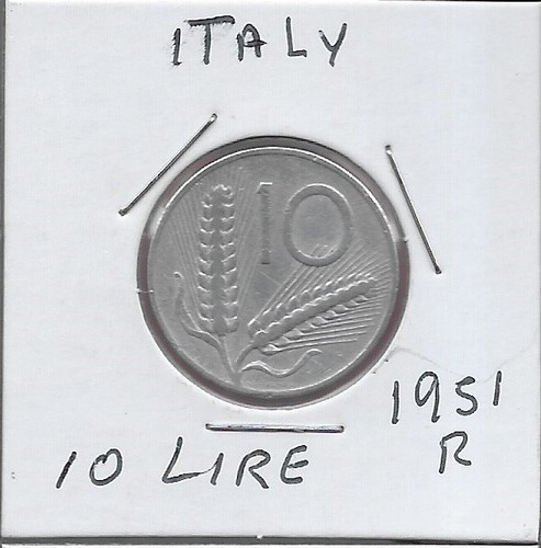 Italia lire 1951r - 10, aratro