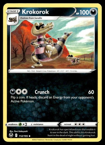Carta pokemon krokorok - carta,