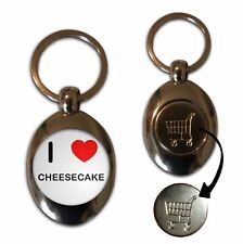 Cheese Cake I Love Shopping Trolley £1/€1 Coin Key Ring (43mm x 32mm)