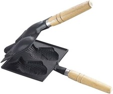 DDU Ikenaga Iron Works TAIYAKI macchina per waffle a forma di pesce padella in ghisa manico in legno