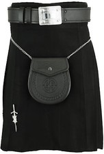 Scozzese Uomo Kilt Nero Tartan