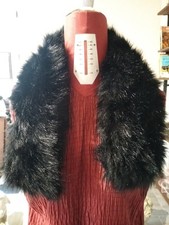 Collo Collare Per Cappuccio Eco Pelliccia Sintetica Nero Con Asole