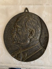 MUSSOLINI ANTICA PLACCA IN BRONZO A FORMA OVALE