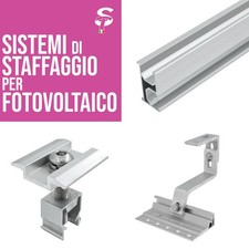 Sistema di staffaggio fotovoltaico per tetti a falda, lamiera grecata, piani.