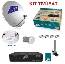 KIT-SATELLITARE HD  TIVÙSAT + DECODER + PARABOLA 45CM + LNB+20 MT CAVO + SUPP