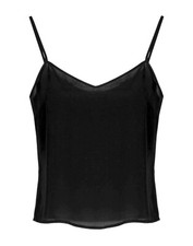 Top TWINSET Milano NUOVO Crepe Nero Cami con spalline taglia 40 XS S