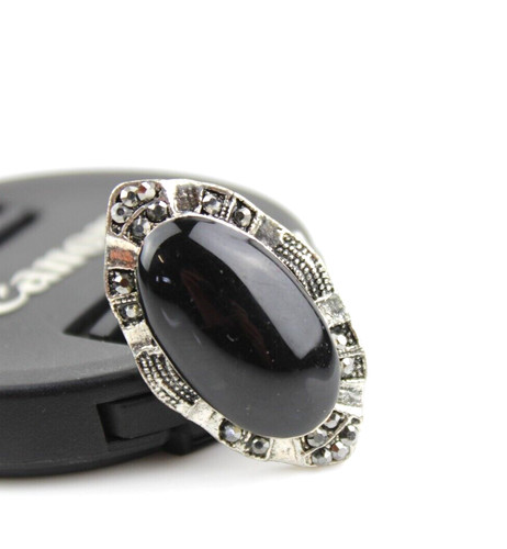 Anello con gemma nera - gemma, e
