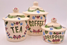 Calif Clemensons Pottery 3 Bidoni Ceramica Caffè Tè Gocciolatori MCM Vintage LEGGI