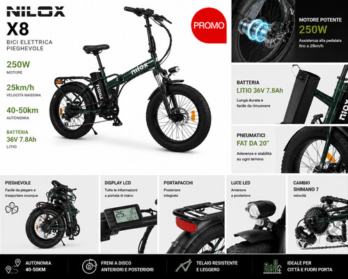 Nilox bici elettrica - x8,