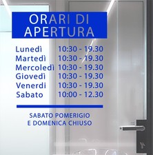 Adesivo Negozio Vetrina Orari