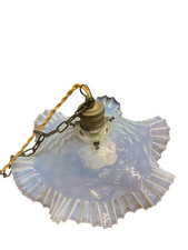 Piccolo lampadario da cucina vetro bianco opalescente  saliscendi  Murano ann...