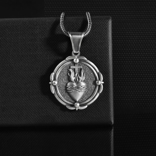Collana croce sacro cuore - collana,