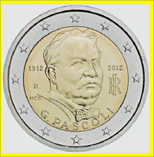 ITALIA REPUBBLICA moneta 2 Euro  2012  - cent.G. Pascoli  R -  SPL non comune