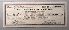 Milano - Buono da Lire 10.000 - Società Carlo Mantica