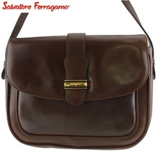 Borsa a tracolla Salvatore Ferragamo borsa logo marrone autentica