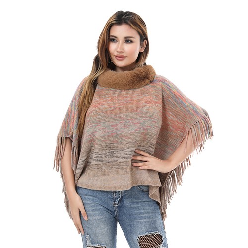 Poncho collo pelliccia