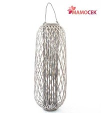 LANTERNA Portacandela vimini grigio h106 cero vetrine decorazione eventi shabby
