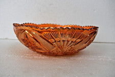 Vintage Carnival Vetro da Portata Ciotola Spesso a Rombi Taglio Frutta Decorat