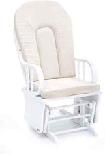 SM POLTRONA SEDIA A DONDOLO OSCILLANTE DOUGLAS LEGNO AVORIO MASSELLO CUSC. BEIGE