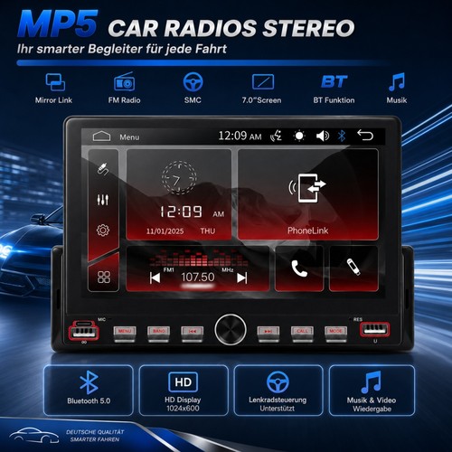 Autoradio 1din pollici mp5 - autoradio, 7