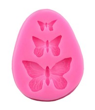 Stampo in silicone per uso artigianale 3 farfalle fimo gesso hobby fai I.21196