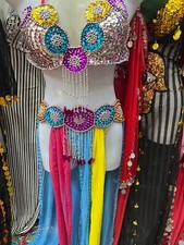 Costume da danza del ventre sexy, abito da danza del ventre colore arcobaleno...
