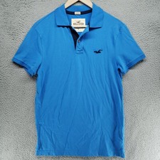 Polo Hollister uomo S blu gabbiano logo preppy elasticizzata manica corta