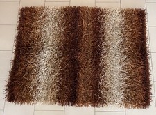 Tappeto Shaggy Pelo Lungo  Taftato Artigianale Indiano beige marrone 100x140