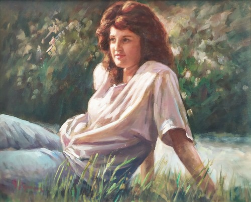 Dipinto ritratto giovane donna - giovane,