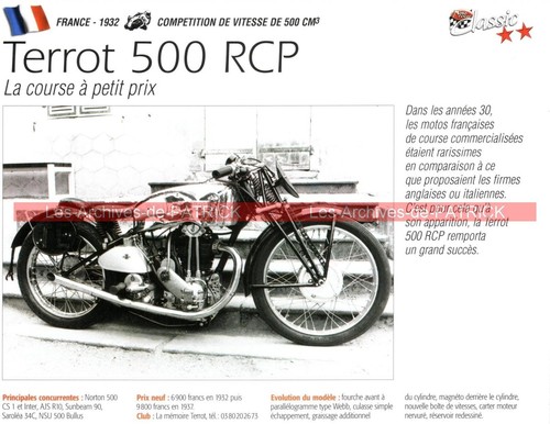 Terrot 500 rcp 1932 - terrot, fiche