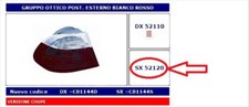 FANALE POST EST SX BIANCO ROSSO S/PORTALAMPADA BMW S.3 E46 COUPE' CABRIO 99- 03