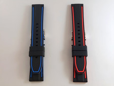Cinturino tipo Panerai in silicone larghezza 22mm bicolore nero/blu nero/rosso