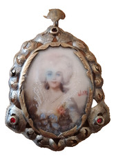 Spilla,ciondolo vintage in filigrana di argento con n.2 pietre rosse "Dama '800"