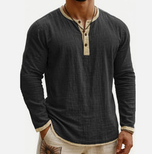 T-shirt uomo Henley manica