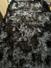 Coperta di pelliccia di agnello toscana nera coperta morbida coperta di pelliccia, 200 x 160 patchwork