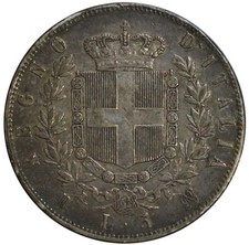 1874 REGNO ITALIA SCUDO LIRE 5