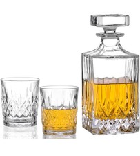 Decanter in vetro whisky sherry set di 3 con tappo abbinato