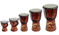 Tamburo Djembe per bambini 15 cm 20 cm 25 cm 30 cm bongo elefante legno A2