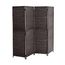 SEPARE IN VIMINI DA INTERNO CON 4 PANNELLI E STRUTTURA DA 180X180 CM MARRONE 
