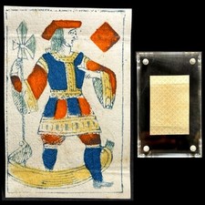 Carta da gioco antica xilografia storica Faustino Solesio fante dipinto italiano