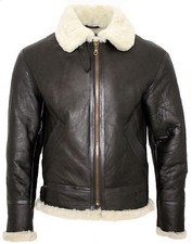 Uomo Crema B3 Montone pelle di Pecora Guerra Mondiale 2 Bomber Aviatore Jacket