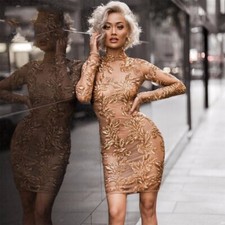 Abito ricamato Zip Aderente