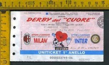 Biglietto Stadio Calcio 52 Milan Inter Derby del Cuore
